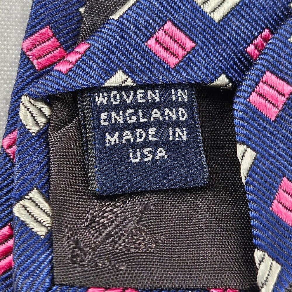 BROOKS BROTHERS MAKERS SILK TIE – BLUE W/ PINK & WHITE PATTERN – 4" WIDTH - Picture 7 of 11